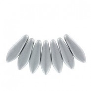 Czech Glass Daggers beads 5x16mm Aluminium silver 01700